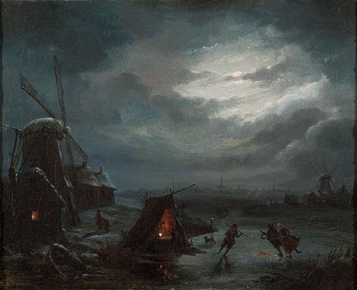Jan Baptiste Vanmour Nocturnal View of the Ice France oil painting art